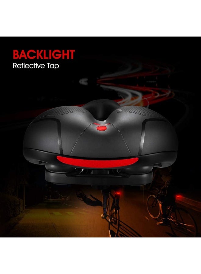 MJZ Bicycle Saddle, Comfortable Bike Seat Cushion With Dual Shock Absorbing Balls & Memory Foam Soft Wide Bicycle Saddle with Reflective Stripe & Breathable Bike Saddle Road Bicycle Saddle Riding Bicycle Seat Cushion - Image 2